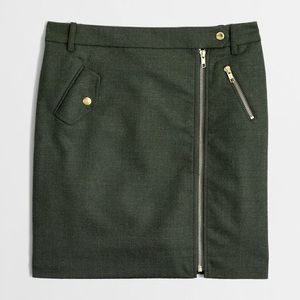 J. Crew Wool Blend Skirt Army Green Zipper Career